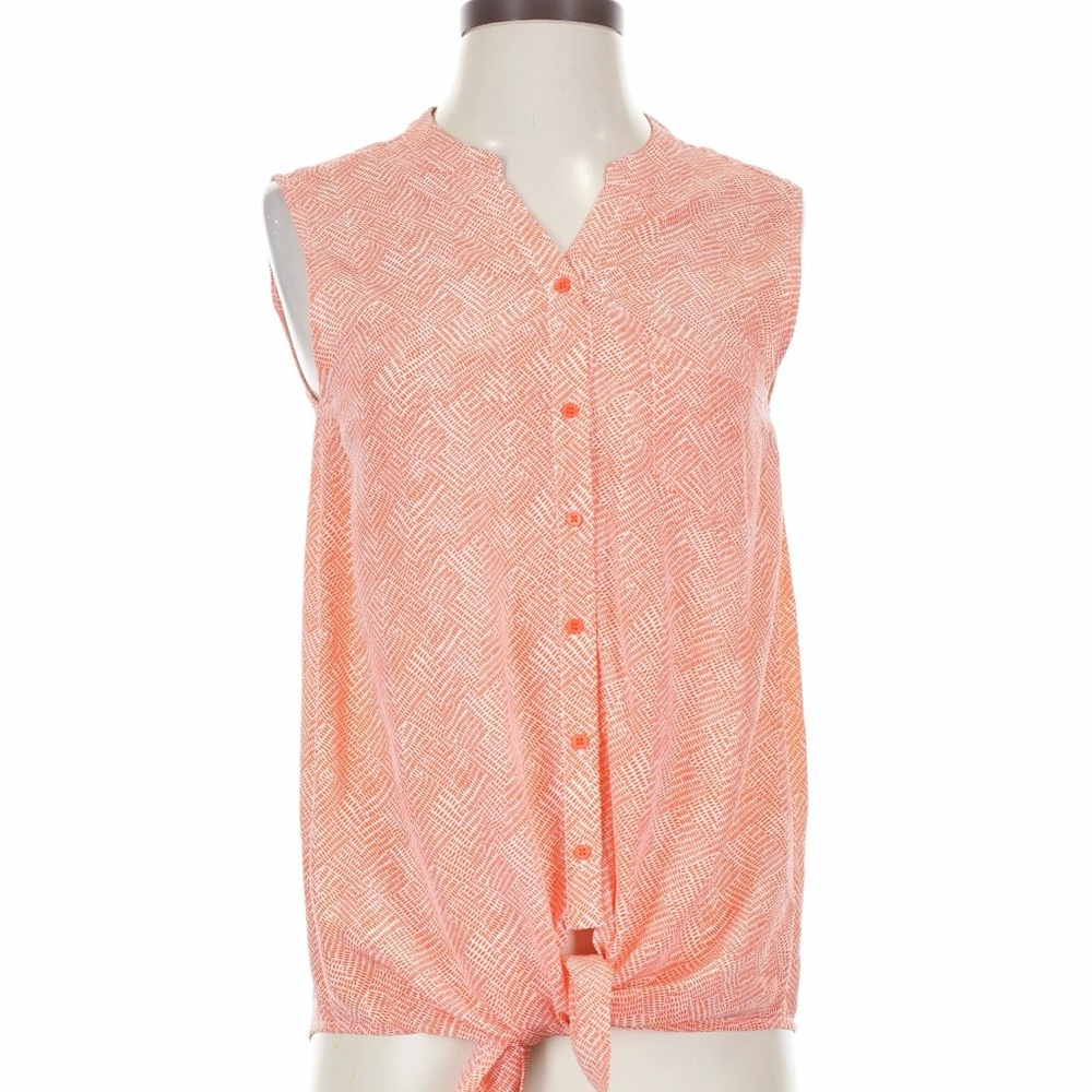 Joie Peach Patterned Sleeveless Blouse